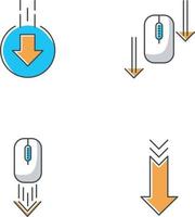conjunto de ícones de cores rgb do mouse e das setas do computador vetor