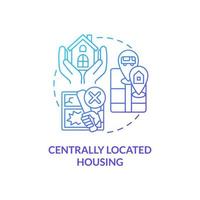 ícone de conceito de habitação com localização central vetor