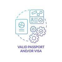 passaporte válido e ícone de conceito de visto vetor