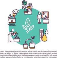 ícone do conceito de cuidado de planta de casa com texto vetor