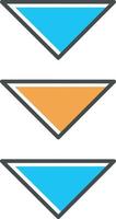 ícone de cor rgb azul com três setas para baixo vetor