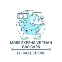 veículos elétricos mais caros do que o ícone do conceito de carros a gás. vetor