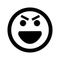 Ícone de emoticon de cara de sorriso zangado e malvado dos desenhos animados em estilo simples vetor