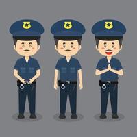personagem policial com várias expressões vetor