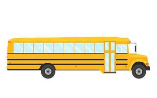 ilustração em vetor de vista lateral do ônibus escolar isolada no branco
