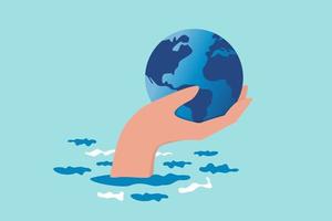 salvar o mundo da mudança climática e do problema do aquecimento global vetor