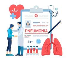 diagnóstico médico - pneumonia. infecção pulmonar. conceito médico vetor