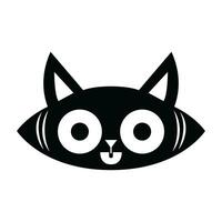 Preto arrepiante gato face vetor ícone - assustador felino ilustração