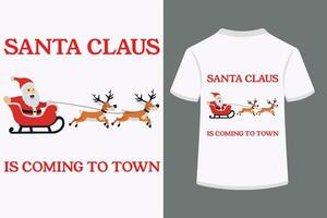 santa claus é chegando para cidade, tipografia t camisa Projeto. vetor