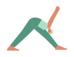 vetor isolado ilustração com plano fêmea personagem. esportivo mulher aprende postura parsvottanasana às ioga aula. ginástica exercício - pirâmide pose