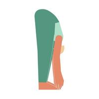 vetor isolado ilustração com plano fêmea personagem. esportivo mulher aprende postura padangusthasana às ioga aula. ginástica exercício - grande dedo do pé pose