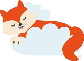 vetor ilustração do fofa vermelho Raposa dormindo dentro a nuvens dentro desenho animado estilo