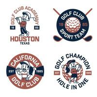conjunto do golfe esporte logotipo mascote conjunto dentro vintage retro estilo vetor