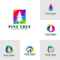 conjunto do colorida pinho árvore logotipo Projeto vetor. criativo pinho árvore logotipo conceitos modelo vetor