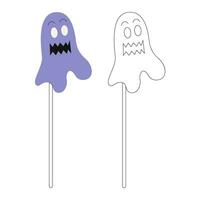 pequeno conjunto com dois assustador carnaval máscaras gostar uma fantasma. cor, Preto e branco plano vetor ilustração.