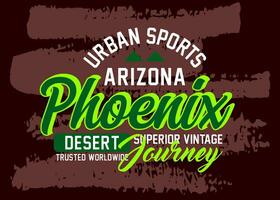 Fénix Arizona deserto viagem urbano Esportes tipo de letra vintage faculdade, tipografia, para camiseta, cartazes, rótulos, etc. vetor