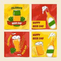 coleção de cartões de feliz dia da cerveja vetor