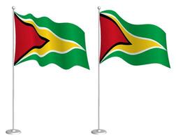 bandeira do Guiana em mastro de bandeira acenando dentro vento. feriado Projeto elemento. posto de controle para mapa símbolos. isolado vetor em branco fundo