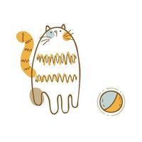 mão desenhada ilustração vetorial de gatinho fofo de três cores vetor