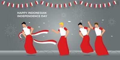 ilustração do conceito do dia da independência da indonésia vetor