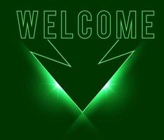 sinal de boas-vindas verde escuro com luz neon efeito brilho brilhante vetor eps
