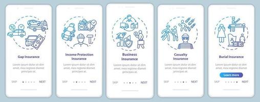 tela de página de aplicativo móvel de integração de proteção de negócios com conceitos vetor