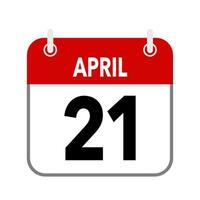 21 abril, calendário encontro ícone em branco fundo. vetor