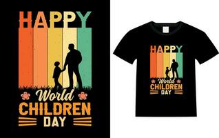feliz mundo crianças dia citar t camisa Projeto crianças dia vintage feriado t camisa vetor