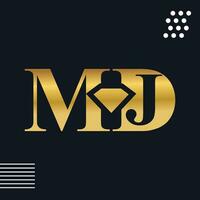 mdj diamante carta combinação logotipo ilustração vetor