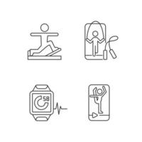 conjunto de ícones lineares de tendências de ginástica de fitness online. vetor