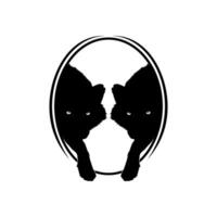silhueta do a Lobo surgir a partir de a círculo orifício para logotipo tipo. vetor ilustração