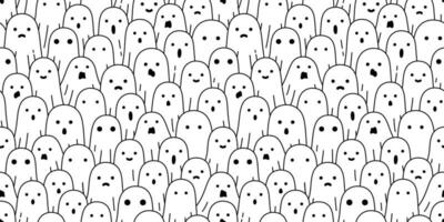 fantasma padrão sem costura vetor de halloween lenço assustador isolado repetir papel de parede azulejo fundo diabo mal ilustração dos desenhos animados doodle papel de embrulho design branco