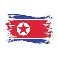 bandeira da Coreia do Norte com desenho vetorial de aquarela pincel vetor