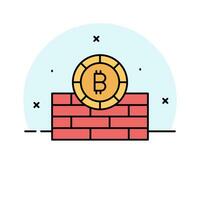 criptomoeda moeda com parede, conceito ícone do bitcoin parede vetor