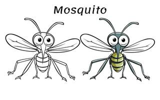 mosquito muito fofa animal coloração livro bebê animal ilustração vetor