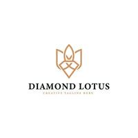 luxo linha logotipo conceito, diamante e lótus logotipo modelo vetor ícone