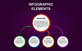 Projeto infográfico elementos 4 passos opções para apresentações, cartazes, layouts, diagramas e faixas com cheio cor. vetor