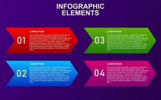 infográfico elemento Projeto com 4 colorida passos para apresentação e negócios. infográfico planejamento Projeto para apresentações. vetor