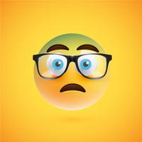 Emoticon amarelo 3D com óculos, ilustração vetorial vetor