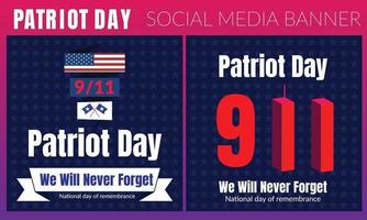 ilustração do memorial do dia do patriota 9.11 com bandeira dos EUA, texto 911 vetor