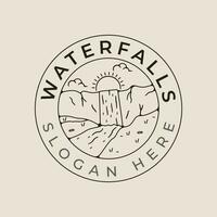 cascata nacional parque linha arte logotipo vetor com emblema ilustração modelo Projeto.