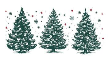 Natal árvore conjunto mão desenhado ilustração vetor