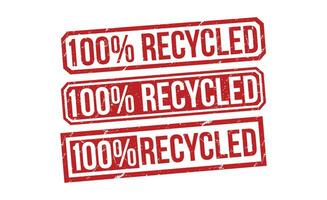 100 percentagem reciclado grunge borracha carimbo em branco fundo. 100 percentagem reciclado borracha carimbo. vetor