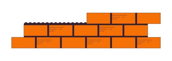 inacabado tijolos parede 2d linear desenho animado objeto. alvenaria parede construção isolado linha vetor item branco fundo. reconstrução prédio. Novo Construção de casas local cor plano local ilustração