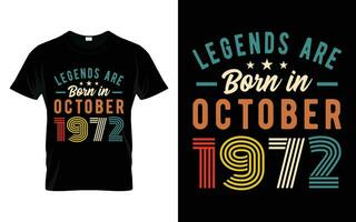 51º aniversário legendas estão nascermos dentro Outubro 1972 feliz aniversário presente camiseta vetor