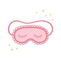 máscara de dormir rosa para olhos entre as estrelas. acessório noturno para dormir vetor