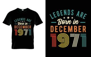 52º aniversário legendas estão nascermos dentro dezembro 1971 feliz aniversário presente camiseta vetor