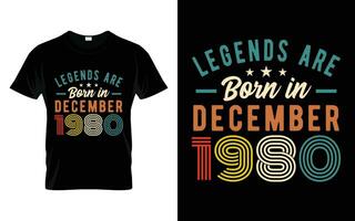 43º aniversário legendas estão nascermos dentro dezembro 1980 feliz aniversário presente camiseta vetor