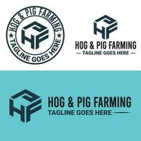 monograma, minimalista, e papel timbrado porco e porco agricultura logotipo Projeto vetor