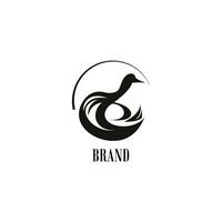 cisne logotipo silhueta ícone dentro Preto e branco mínimo simples moderno o negócio branding vetor